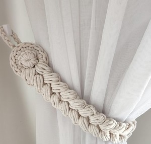<b>Curtain</b> Tie Backs Braided Design <b>for</b> Bohemian Home Decor House Warming Gift Idea - Product Image 2