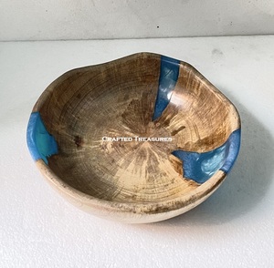 Nouveau design de bol en bois naturel et résine pour la cuisine bol à dîner de table prix de gros bol en résine bois de haute qualité forme ronde - Product Image 1