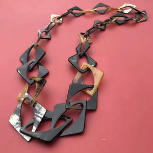 <b>Boho</b> Style Horn <b>Necklace</b> Eco Conscious Fashion Jewelry Black Horn Choker Adjustable and Lightweight by crescent crafts - Product Image 2
