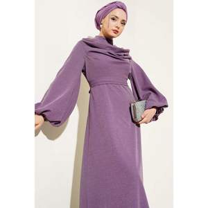 Vestido de noche con cuello tipo capucha y brillo, color lila, tallas TR 36-42 - Product Image 3