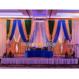 Boda musulmana Walima tema escenario decoración colorida Mehndi noche boda escenario precioso Mehndi/Sangeet noche boda decoración - Product Image 1