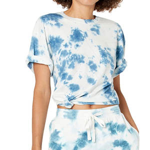 Camiseta 100% de algodón con tinte de corbata para mujer, camiseta transpirable personalizada de colores sólidos, camiseta hecha a medida - Product Image 4