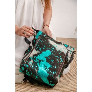 LW Sac à main en cuir de vachette véritable style vintage avec lanière unique, broderie de franges, sculpture de vrais cheveux, sacs à bandoulière - Product Image 2