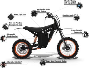 Soleil01 Electric-Dirt-Bike con forcella di sospensione nera, pneumatico grasso 14 "/12" 2000W elettrico-moto con batteria 48V 21AH 37mph - Product Image 6