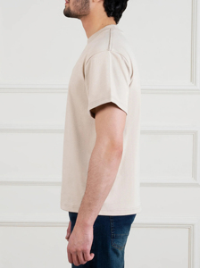 Camiseta 100% de algodón de corte holgado con logotipo serigrafiado personalizado para hombre OEM/ODM tejido con impresión digital y cuello de gran tamaño - Product Image 2