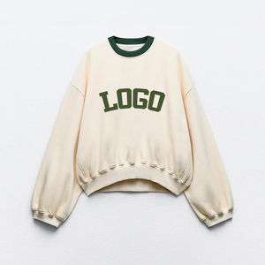 เสื้อครอปมีฮู้ดคอลูกเรือของผู้หญิงเสื้อครอปมีฮู้ดพิมพ์ลายปักโลโก้หน้ายิมสำหรับฤดูใบไม้ร่วง/ฤดูหนาว - Product Image 5