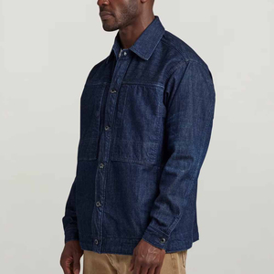 เสื้อโค้ทผ้ายีนส์สีครามเข้มเสื้อโค้ทสำหรับงานหนักชุดทำงานเสื้อนอกแจ็กเก็ตยีนส์ทนทานเสื้อลำลองแนวสตรีทโอเวอร์เชิ้ตแฟชั่นเป็นชั้นๆ - Product Image 3