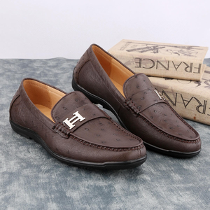 Mocassins en cuir d'autruche d'Afrique du Sud pour hommes, confortables, à bout rond, avec doublure en cuir, légers, pour un usage décontracté - Product Image 3