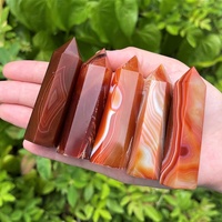 Tour de cristal de cornaline naturelle en gros, pierre de guérison polie, pointe de tour d'agate rouge pour cadeau et décoration