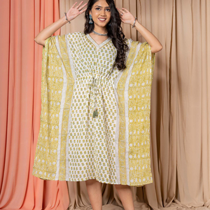 Caftán estampado recién llegado para mujer, informal, tres cuartos, de verano, manga corta hasta la rodilla, tejido, para playa - Product Image 2