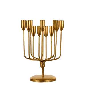 Candélabre moderne en métal doré géométrique, style mid-century, abstrait, pour bougies coniques, centre de table de mariage de luxe et décoration intérieure - Product Image 6