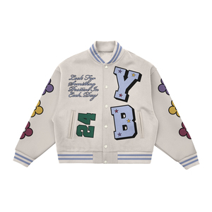 Chaqueta Bomber Personalizada de Retazos para Hombre, Chaqueta de Béisbol con Letras, Ropa de Calle, Moda de Invierno, Venta Al por Mayor - Product Image 6