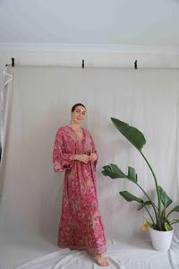 Maxi vestido con estampado bohemio, Mangas de campana asimétricas, decoraciones de encaje de alta calidad ecológicas, Fiesta en la playa elegante Sexy - Product Image 4