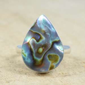 Anillos de plata de ley 925 con concha de abulón y piedra preciosa natural para mujer, regalo para ella - Product Image 4