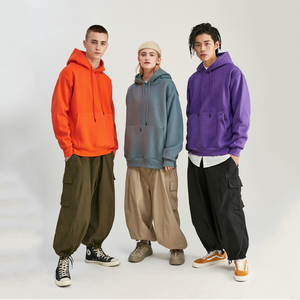 Oversized <b>Plain</b> Pullover <b>Hoodie</b> Men Plus Size Solid Knitted Fleece Winter Wear Unisex S 2XL Cotton Polyester - Product Image 2