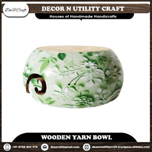 Haute qualité personnalisé fabriqué à la main Sheesham bois fil bol ensemble multicolore écologique motif ovale support de fil pour - Product Image 6