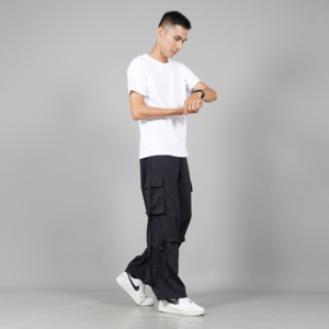 Pantalon cargo de haute qualité pour hommes taille moyenne décontracté coupe ample tissu en toile James - Product Image 5