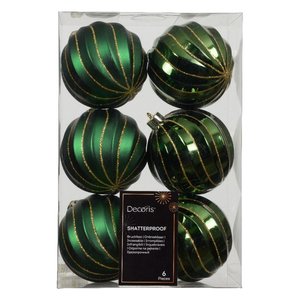 Ensemble de boules de Noël Kaemingk 26080 (6 pièces) Boules d'ornement en plastique vert pin - Product Image 1