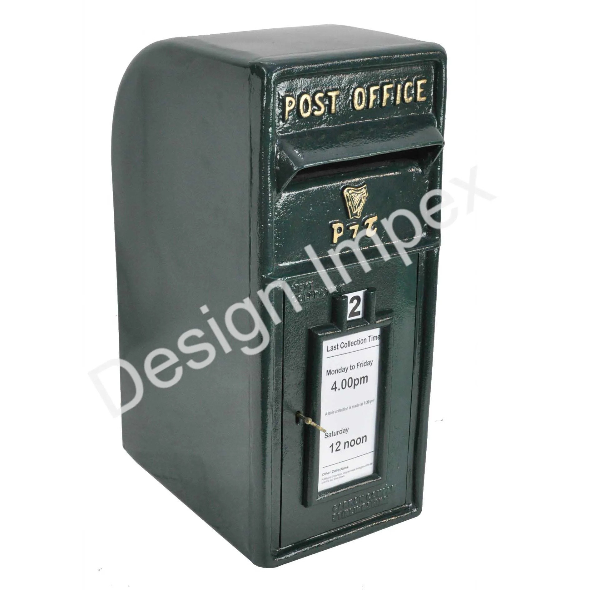 İrlandalı posta kutusu P & T yeşil kraliyet posta posta kutusu