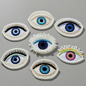 Brassard brodé broderie sac à dos étiquetage broderie <span class=keywords><strong>autocollant</strong></span> magique fantaisie sourire Chenille <span class=keywords><strong>Patch</strong></span> <span class=keywords><strong>tissu</strong></span> yeux Style patchs - Product Image 5
