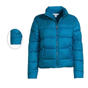 Veste matelassée grande taille pour femmes prix de gros tissu d'hiver respirant taille XL col montant motif solide techniques tricotées - Product Image 5