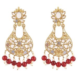 Boucles d'oreilles indiennes en cristal pierre de verre fausse perle boucles d'oreilles pour femmes bijoux en gros, marron - Product Image 4