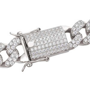 Cadena Cubana de Plata 925 con Incrustaciones de Diamantes Moissanite, Joyería Vintage Elegante para Hombre, para Bodas y Fiestas - Product Image 3