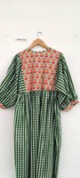 Robe d'été décontractée bohème en coton naturel écologique, coupe maxi et évasée, faite à la main
