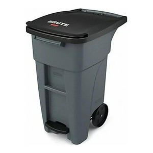 Rubbermaid ถังขยะ/ถังขยะ/ถังมีล้อ 32 GAL สําหรับร้านอาหาร/โรงพยาบาล/ด้านหลังบ้าน/โกดังสินค้า/บ้าน สีเทา