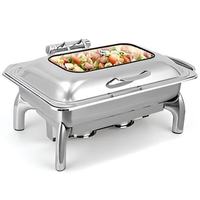 Plat à chafing en acier inoxydable et verre, pour buffets de nourriture, mariages, banquets, fêtes, équipement de restauration hôtelière
