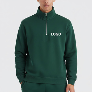Sudadera de Forro Polar Grueso de Gran Tamaño con Cierre de 1/4, Estilo Vintage Verde, Bordado Personalizado con Logotipo, Unisex, para Invierno - Product Image 1