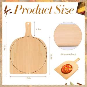 4 Pcs Bois Pizza Peel Paddle Natural Board avec poignée Spatule Paddle Pizza Cutting Board - Product Image 2