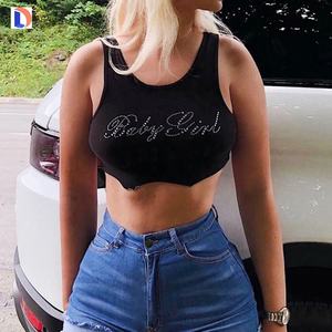 Wholesale High Quality Rhinestone Ribbed <b>Knitted</b> Crop <b>Tank</b> <b>Top</b> for <b>Women</b> - Product Image 3