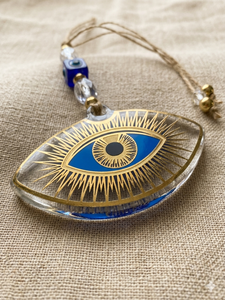 Amuleto de Ojo Turco Dorado de 8 cm con Diseño en Dorado y Azul, Decoración para el Hogar y Adorno para Regalo - Product Image 2