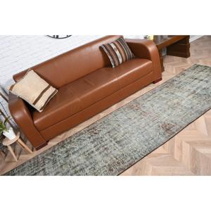 Alfombra Turca Vintage, Alfombra de Pasillo de 2.6x11.2 pies (80x341 cm), Alfombra de Lana con Diseño Floral Gris - Product Image 5