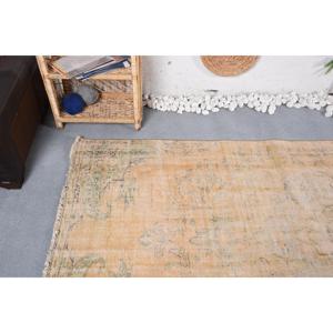 Alfombra Vintage de 4.2x8.6 pies, Alfombra Turca, Alfombra Floral Beige y Verde - Product Image 5