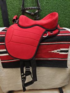 Synthetic <b>Treeless</b> FREEMAX Youth Child Pon,y Miniature Suede Western Horse <b>Saddle</b> Set English Horse Racing Products From India - Product Image 2