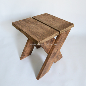 Taburete de Madera Maciza Hecho a Mano de Estilo Vintage, Duradero, Ecológico, Personalizable en Color y Logotipo, para Sala de Estar, Dormitorio, Patio - Product Image 5