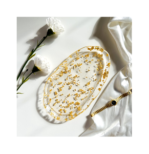 ถาดเสิร์ฟพร้อมถาดรองแก้วเรซินอีพ็อกซี่สีเทาอีพ็อกซี่เรซินสีเทาแบบคลาสสิกพร้อมจานรองแก้วสำหรับบ้านร้านอาหารโรงแรม - Product Image 4