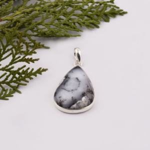 925 argent Sterling dandrite opale pierre précieuse pendentif à la mode en forme de poire charme religieux étanche diamant classique bijoux - Product Image 2