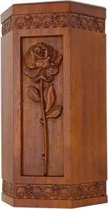 Urna de madera de cremación para cenizas humanas, urna funeraria de flor de Rosa grabada a mano para adultos para madre, papá, exhibición de entierro en casa - Product Image 2