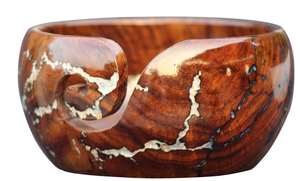 Bol de fil en bois pour tricoter des bols de fil de palissandre Lichtenberg bol de fil fait main cadeaux - Product Image 2