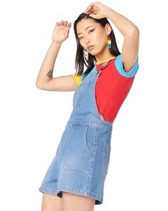 จั๊มสูทเดนิมผู้หญิงลายเพ้นท์คลาสสิก สวมใส่ได้ทั้งแบบลำลองและหรูหรา ทันสมัยและสวมใส่สบาย ดีไซน์แบบเอี๊ยมไร้ขอบ ใส่สบาย - Product Image 3