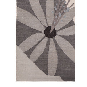 Orenda Adwl-13324(Fr) Flat Weave Wool & Viscose <b>Rug</b> Grey & Black Floral <b>Boho</b> Style for Home & Hallway Rectangular Room Size" - Product Image 4