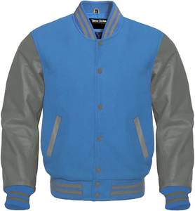 Wholesale Blank Varsity Jackets For Men Women Customized <b>Wool</b> Body Leather Sleeves Solid Plain Men's Varsity Women's Jackets - Product Image 5