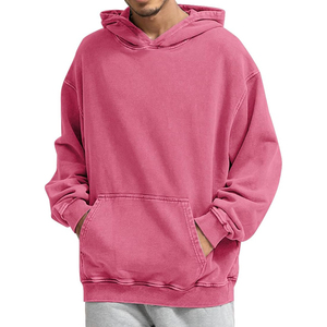 Sweat à capuche en polaire écologique pour homme, tricoté, non doublé, anti-plis, délavé à l'acide, avec logo personnalisé, en gros - Product Image 2