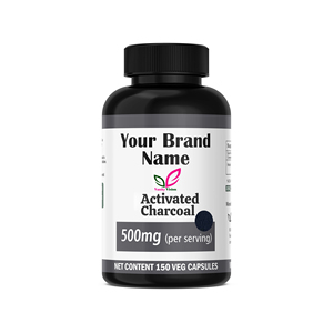 Complément alimentaire à base de charbon de bois activé personnalisable de 500 mg, 150 capsules, ODM OEM, non adapté aux femmes enceintes - Product Image 1