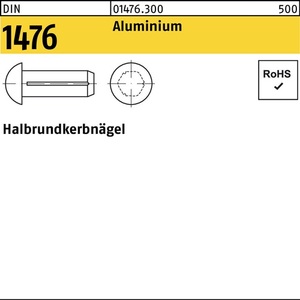 Half-Round Grooved <b>Nails</b> DIN 1476 3 X 10 Aluminum 500 Pieces - Product Image 1