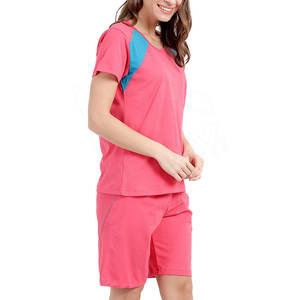 Ensemble short deux pièces pour femmes, été, uni, décontracté, respirant, séchage rapide, manches courtes, tenue de tous les jours, streetwear - Product Image 6