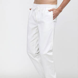 Pantalones de chándal ajustados a la moda para hombre, pantalones cómodos informales de lona de cintura media, pantalones de chándal de algodón personalizados al por mayor - Product Image 3